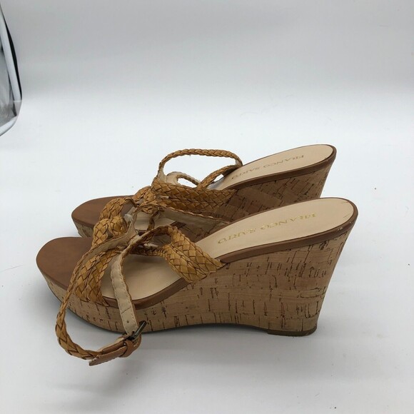 Franco Sarto Galli Wedge Sandals Size 9.5 Brown Braided Cork Open Toe Casual - Picture 8 of 8